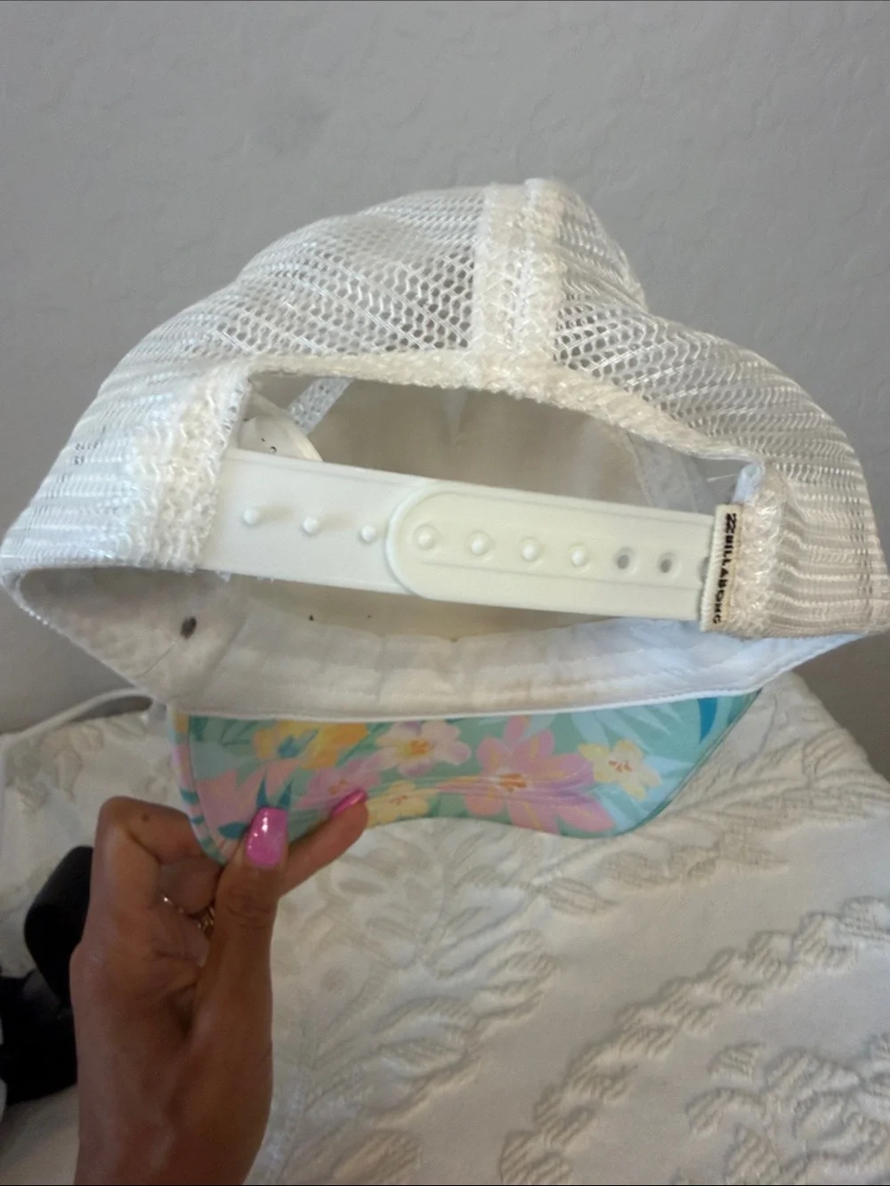 Billabong Mint Floral Hat with Yellow & Pink Accents